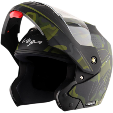 Vega Crux Dx Fighter Dull Black Battle Green Helmet image