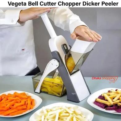 Vegeta Bell Cutter Chopper Dicker Peeler Sly Mandoline Manual Slick's Food Chopper Grinder Kitchen Tools Accessories Stainless Steel Rust-Free Blades with Thickness Adjuster image