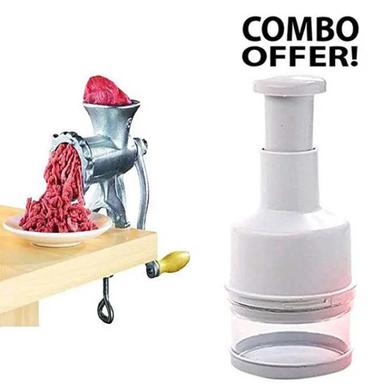 Vegetable Chopper and Meat Mincer Size-10 Combo - White and Silver image
