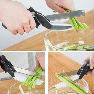 Veggie Slicer Scissors Food Chopper - Plus Knife Sharpener - 2 in 1 Scissor  Cutting Board Slicer Vegetable Cutter - Kitchen Gadget Salad Scissors Gift
