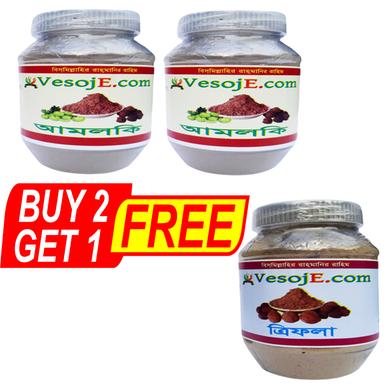 VesojE Agro Amlaki Powder - 150gm And Amlaki Powder - 150gm With Trifola Powder - 150gm (Buy 2 Get 1) Free image