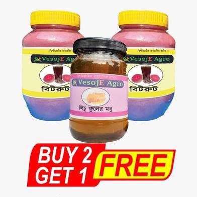 VesojE Agro Bitroot Powder-150gm and Bitroot Powder-150 gm With Lychee flower Honey-250g(Buy 2 Get 1 FREE) image