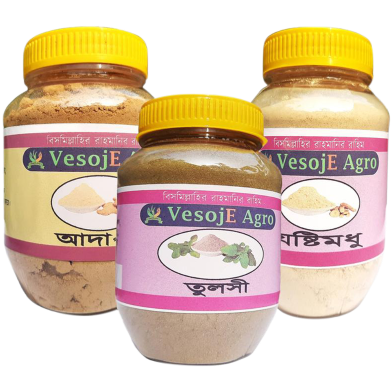 VesojE Agro Ginger Powder -100gm and Jostimodu Powder-100gm With Tulsi powder -100g(Buy 2 Get 1 FREE) image