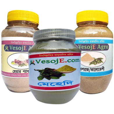 VesojE Agro Hair Pack Powder-150gm and Kesraj Powder-100gm With Mehedi Powder-150g(Buy 2 Get 1 FREE) image