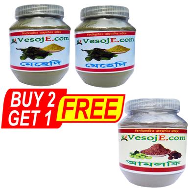 VesojE Agro Mehedi Powder - 150gm And Mehedi Powder - 150gm With Amlaki Powder - 150gm (Buy 2 Get 1) Free image