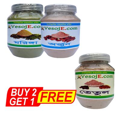 VesojE Agro Moringa Powder - 150 gm And Arjun Powder 150gm With VesojE Agro Tetul Powder- 150 gm (BUY 2 GET 1) image
