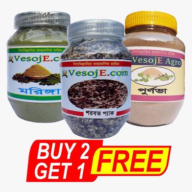 VesojE Agro Moringa Powder-150 gm and Purnabha Powder-100gm With Sarabat Pack- 150gm (Buy 2 Get 1 FREE) image