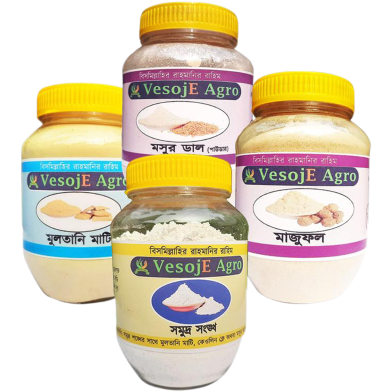 VesojE Agro Multani Mati Powder- 200gm,Mosur Dal Powder- 150gm and Majufol Powder- 100gm With Shomudro Shonkho Powder-100g(Buy 3 Get 1 FREE) image