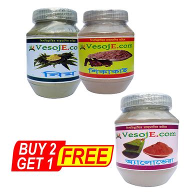VesojE Agro Neem Powder - 150 gm And Shikakai Powder - 150gm With VesojE Agro Aloe Vera Powder - 150 gm (BUY 2 GET 1) image