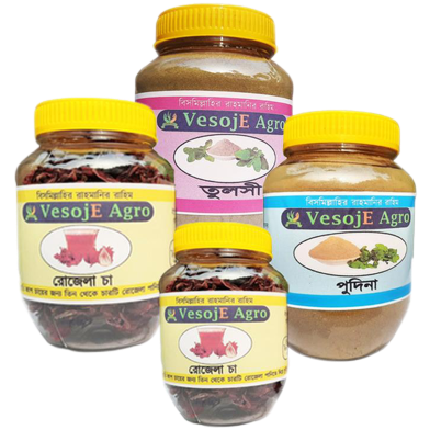 VesojE Agro Rojela Tea-20gm, Mint/Pudina powder-100gm and Tulsi powder-100gm With Rojela Tea -20g (Buy 3 Get 1 FREE) image