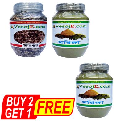VesojE Agro Sarabat Pack - 150gm And Moringa Powder - 150gm With Moringa Powder - 150gm (Buy 2 Get 1) Free image