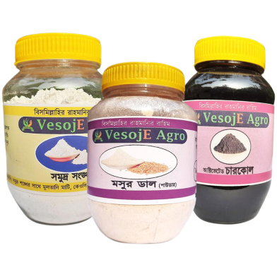 VesojE Agro Shomudro Shonkho-100gm and Activated Charcol -100gm With Mosur Dal Powder- 150gm (Buy 2 Get 1 FREE) image