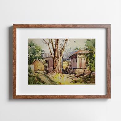 Village House Watercolor - (27X20)inches image