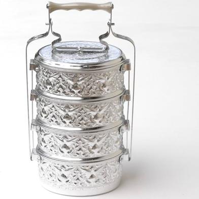 Vintage Aluminium Tiffin Food Carrier 4 Tier image