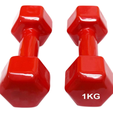 Vinyl Dumbbell 1 Kg with Pair - Red image