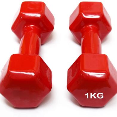Vinyl Dumbbell 1 Kg with Pair - Red image