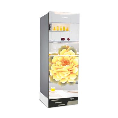 Vision Glass Door Refrigerator RE-217 Liter Mirror Blooming Flower Top Mount image
