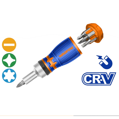 WADFOW WSS8608 Stubby Ratchet Screwdriver Set 8 in 1 image