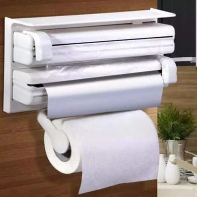 Wall Mounted White Kitchen Triple Tissue Paper Dispenser 32 Cm (Roll) image