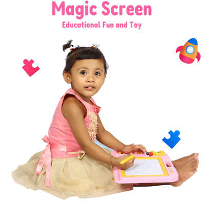 Wall Touch Baby Come First Magic Screen, Educational Fun And Toy For New Learner Baby, Writing Board For Toddler Kid Random Color (magic_screen_786) Pink image