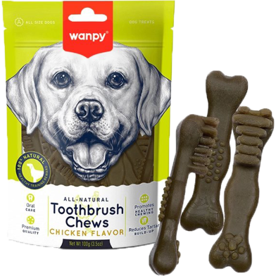 Wanpy All-Natural Dog Treat Toothbrush Chews Beef Flavour 100 gm image