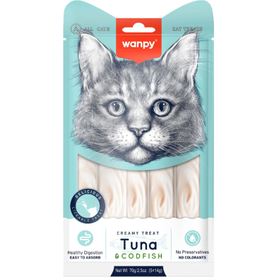 Wanpy Creamy Treat Tuna and Cod Fish (14gm x 5) 70 gm image