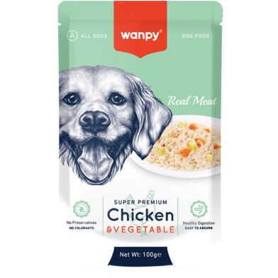 Wanpy Super Premium Dog Wet Food Chicken and Vegetable 100 gm image