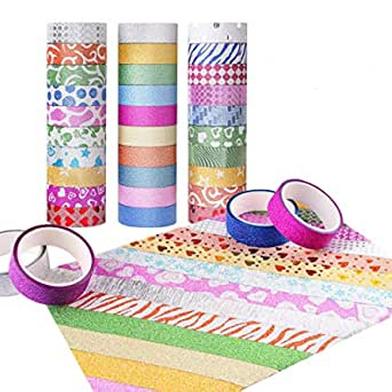 Washi Tape Set 30 Rolls Kids Tape Decorative Masking Glitter Tape