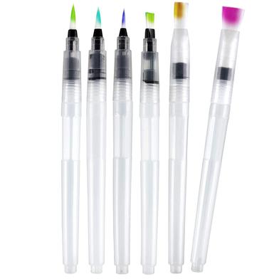 Water Brush Pen Set 6pcs Large Capacity Different Shapes Soft Calligraphy Water Paint Brush Drawing Brush Pen image