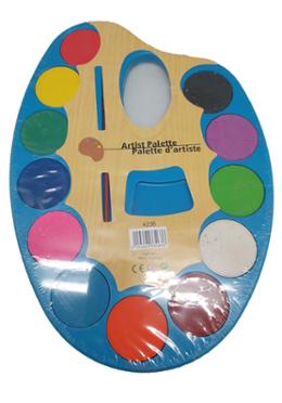 Water Colors Plastic Artist Palette with brush, for kids (Medium Size) - 12 Pcs image