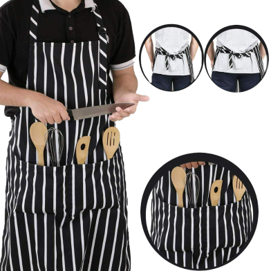 Waterproof Apron Chef Waiter Kitchen Cooking Pockets Women Apron - 1 pcs image