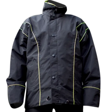Waterproof Raincoat For Motorcycle With Reflective Strips Outdoor Rainsuit With Trouser And Storage Bag Black Free Size One Set image