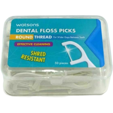 Watsons Round Thread Dental Floss Picks - 50 Pcs Box image