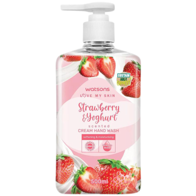 Watsons Strawberry And Yoghurt Cream Hand Wash Pump 500 ML Thailand image