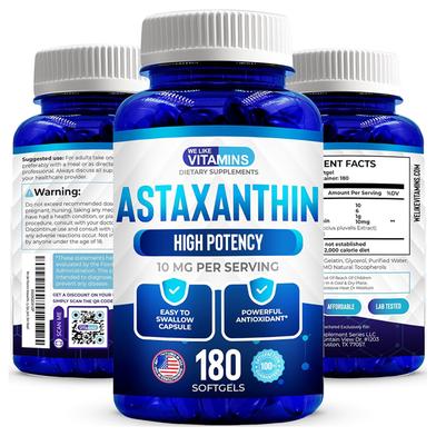 We Like Vitamins Astaxanthin 10mg (180 softgels, 6 months supply, USA made) image