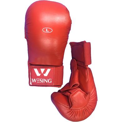 Wesing Leather Karate Gloves Red - L image