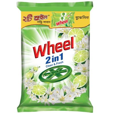 Wheel Washing (Detergent) Powder 2in1 Clean and Fresh 2Kg Get 2(75g plus 23g Extra laundry Bar Free) image