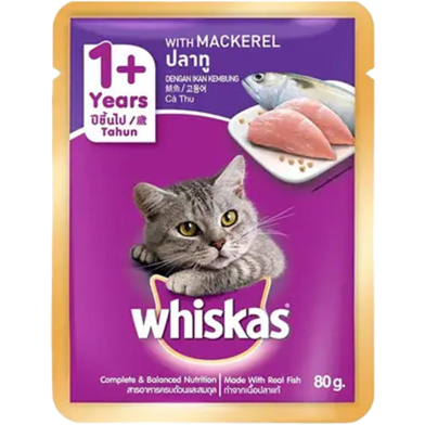 Whiskas Cat Food Mackerel Flavor - 80gm image