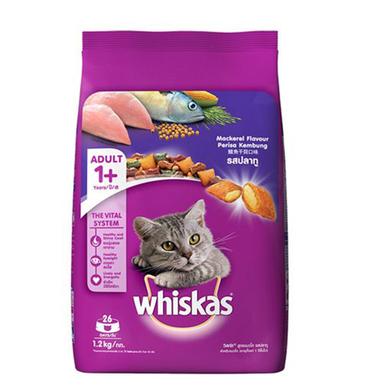 Whiskas Dry Cat Food–Mackerel Flavour, For Adult Cats, 1 Year, 1.2 kg image