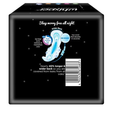 Whisper Bindazzz Night Sanitary Pads, Pack of 15 thin Pads, XL+, upto 0%  Leaks, 40% Longer & Wider back, Dry top sheet, Long lasting coverage, Faster  absorption, 31.7 cm Long