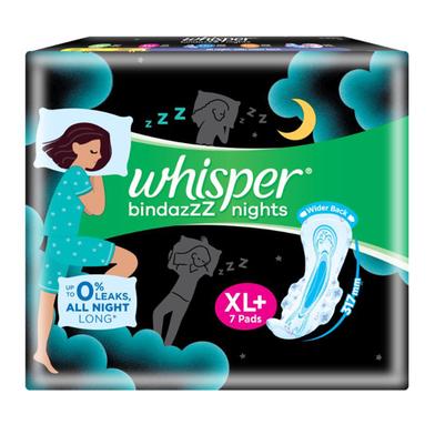 Whisper Bindazzz Nights Heavy Flow Sanitary Pads for Women- XL Plus 7 Napkins image