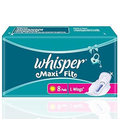 Whisper Maxi fit Wings Sanitary Pads for Women, Large, 8 Napkins image
