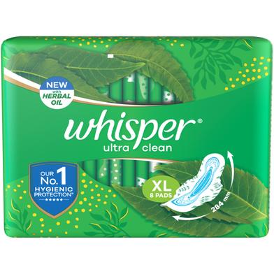Whisper Ultra Clean Wings Sanitary Pads for Women, XL 8 Napkins image