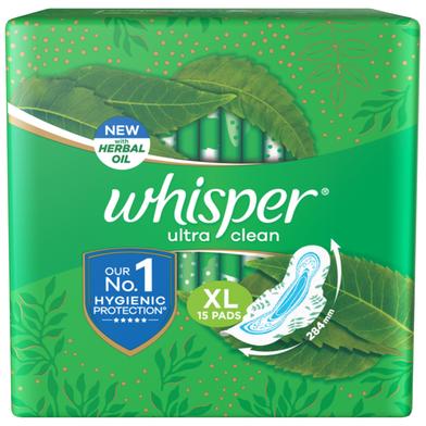 Whisper Ultra Clean Wings Sanitary Pads for Women, XL 15 Napkins image