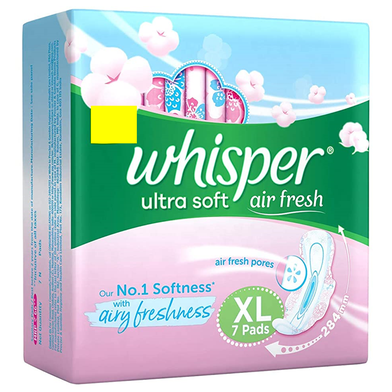 Whisper Ultra Softs Air Fresh Sanitary Pads for Women- XL 7 Napkins -  WH0201 : Whisper 