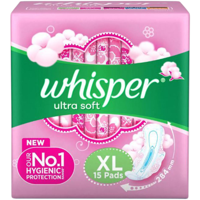 Whisper Ultra Softs Air Fresh Sanitary Pads for Women - XL 15 Napkins image