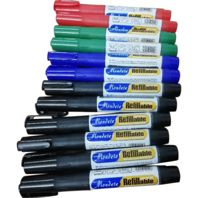 White Board Refillable Marker 12 pcs (6 Black, 2 Red, 2 Blue, 2 Green) image