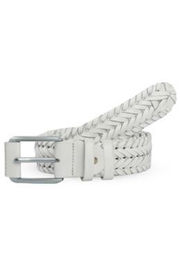 White Plaited Leather Belt image