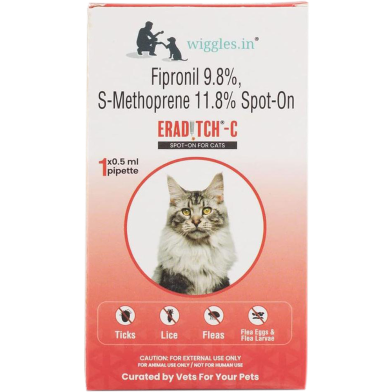 Wiggles Eraditch Spot on for Cats Fleas Ticks Remover Treatment Drops 0.5ml image