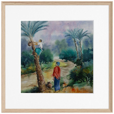 Winter morning Watercolor - (26x16)inches image